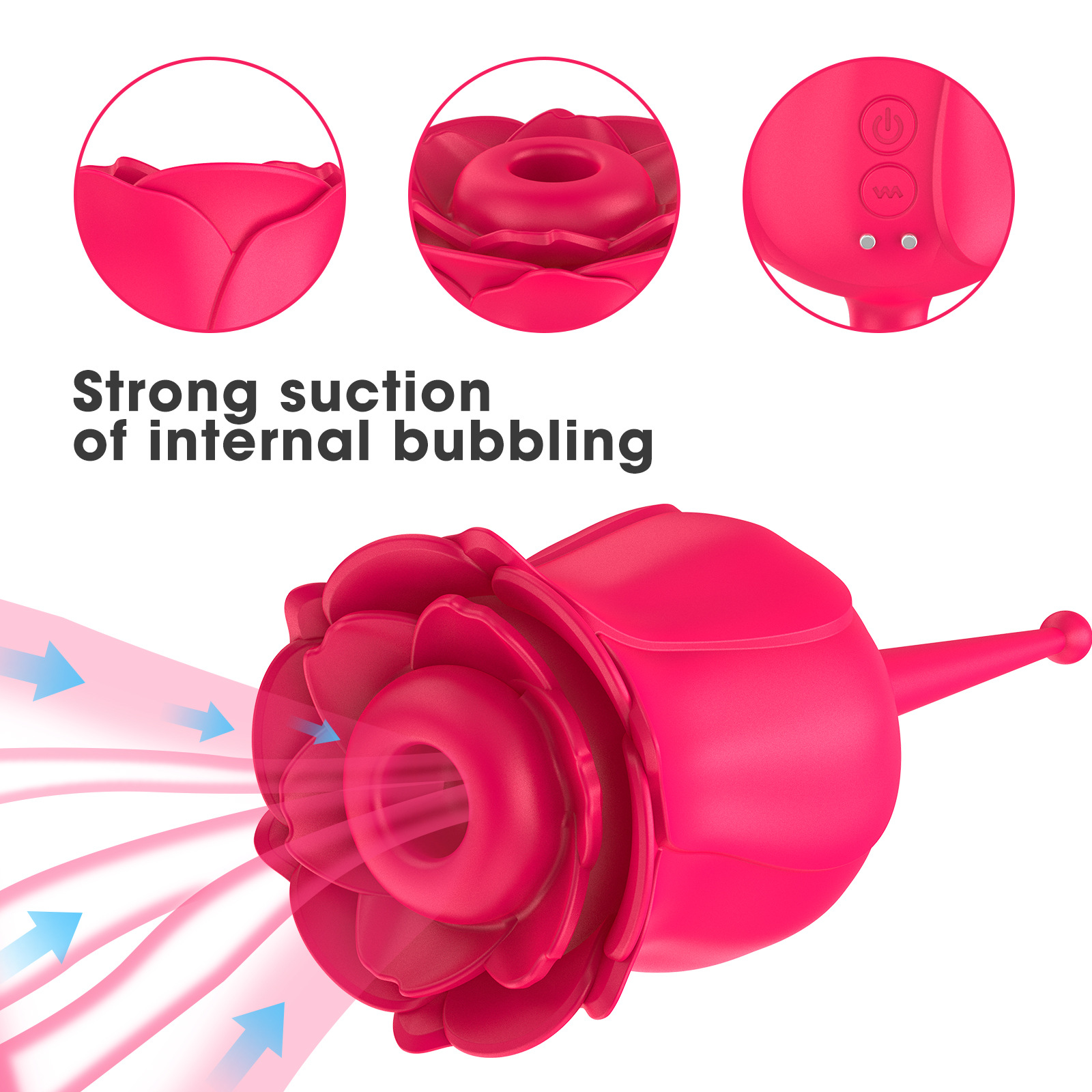 (Rose Red) Rose Vibrator Sex Toys for Adults Clit Vaginal Nipple Sucker Breast Enlarge Massager Masturbation
