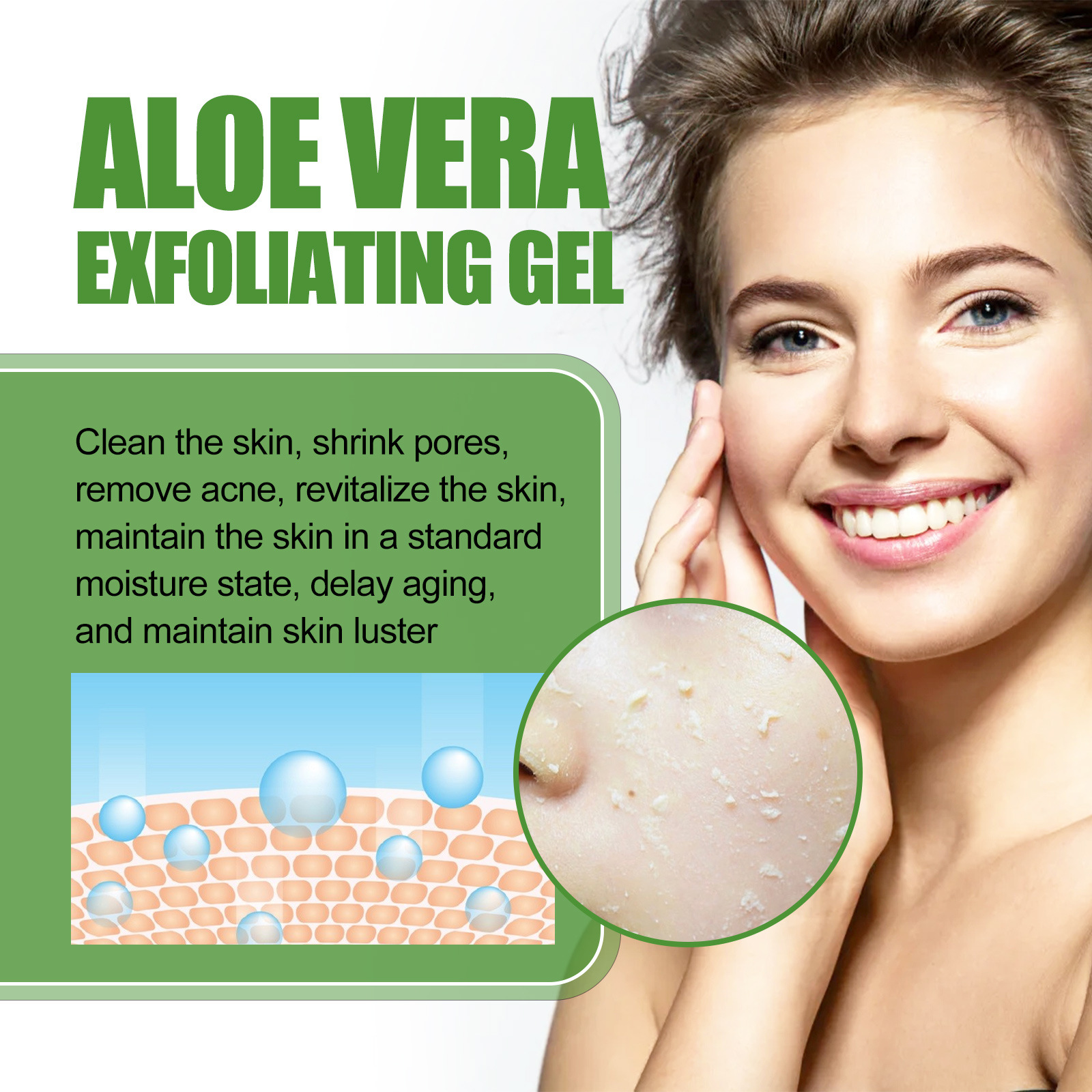 Aloe Exfoliator Gel Face Exfoliating Cream Shrink Pore Blackhead Acne Treatment Scrubs Dead Skin Removal Smooth Whitening Moisturizing Peeling Gel