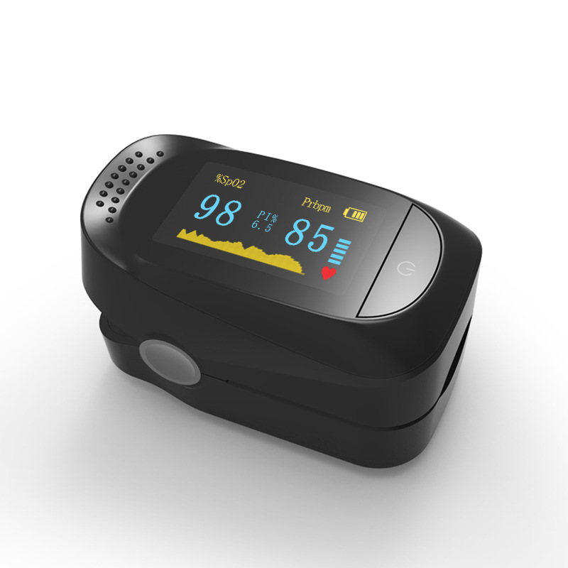 Fingertip Pulse Oximeter Blood Oxygen Saturation Monitor Heart Rate Monitor and SpO2 Levels With OLED Screen Black