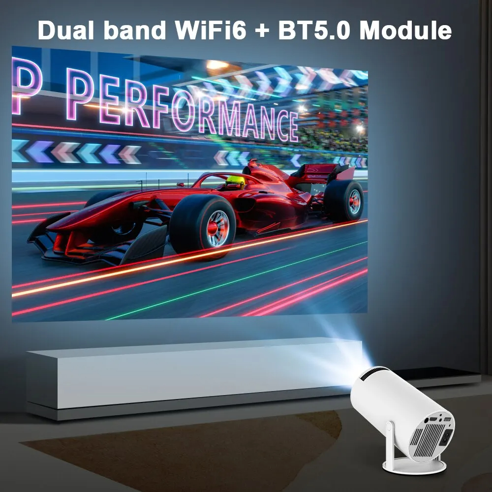 130 Inch Screen Mini Projector Correction Portable Projector 4K/ 200 ANSI Smart Projector with 2.4/5G WiFi Home Video Projector