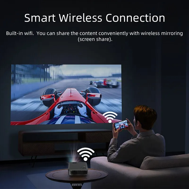 MINI Projector Portable 3D Theater WIFI Sync Android IOS Smartphone 4K 1080P Moive Videoprojector LED Smart Cinema