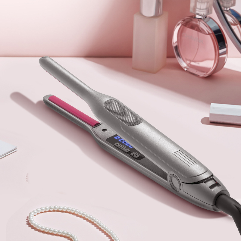 (Grey) Upgrade Pencil Straighteners Hair Straightener Slim Plate Flat Iron Ceramic Hair Curler Professional Mini Curling Iron for Women Short Hair Beard Styler