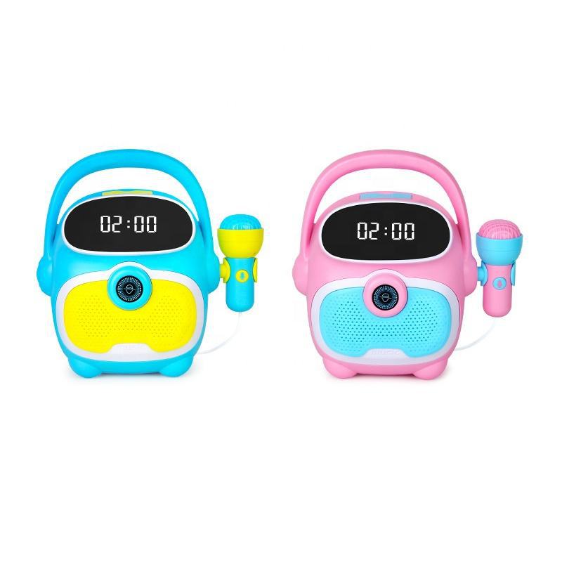 (Blue) Karaoke Machine for Kids Facial Recognition Bluetooth Rechargeable Toddler Microphones Toy for Singing Great Boys Girls Birthday Gift