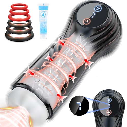 Male Masturbator Sex Toys for Men Automatic Male Masturbator Cup Sucking Vibrating Exhaust Male Sex Toys Realistic Textured Blowjob Toy Adult Vibrator
