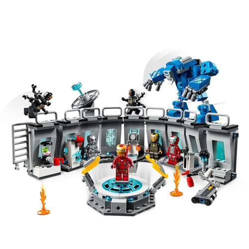 560 pcs Avengers Iron Man Metal Suit Showroom Building Blocks Minifigures Set Fit for Le