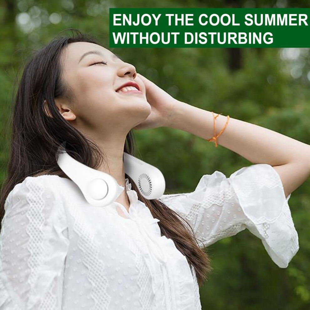 (White) Portable Bladeless Cooling Fan Neck Fan Hands-Free