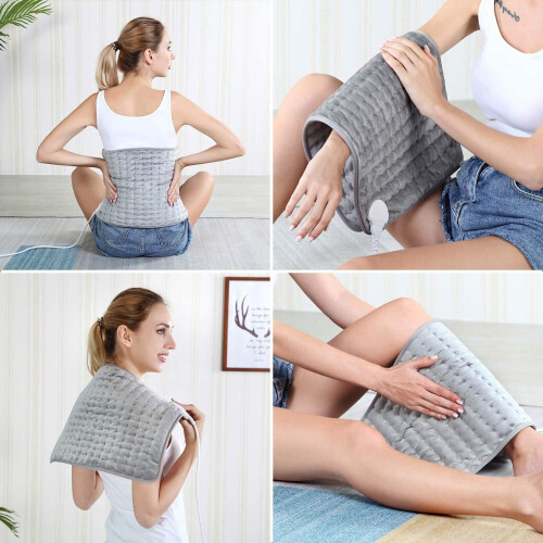 Heating Pads for Back Pain and Cramps Relief Soft Electric Heat Pad with 6 Heat Settings Auto Shut Off Machine Timing Settings Washable 12 Inch