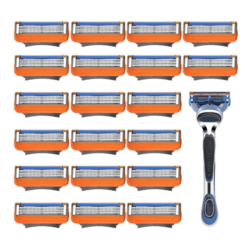 20PC For Fusion 5 Manual Razor Replacement Blade+Shaving Rack