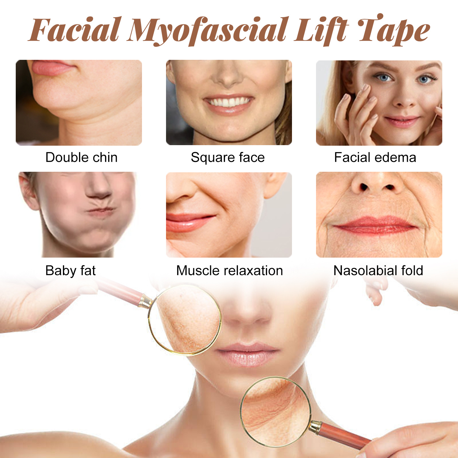 EELHOE  Facial Fixed Tape Anti Sagging Kinesiology Tape for Face Muscle Lift Up Beauty Wrinkle Face Tapes 5M