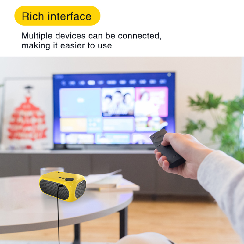 (Yellow Basic Version) MINI 4K Portable Projector Home Theater Portable HD 3D 1080P Home Cinema LED Video Game Laser Beam Projector Smart TV Box Through Port