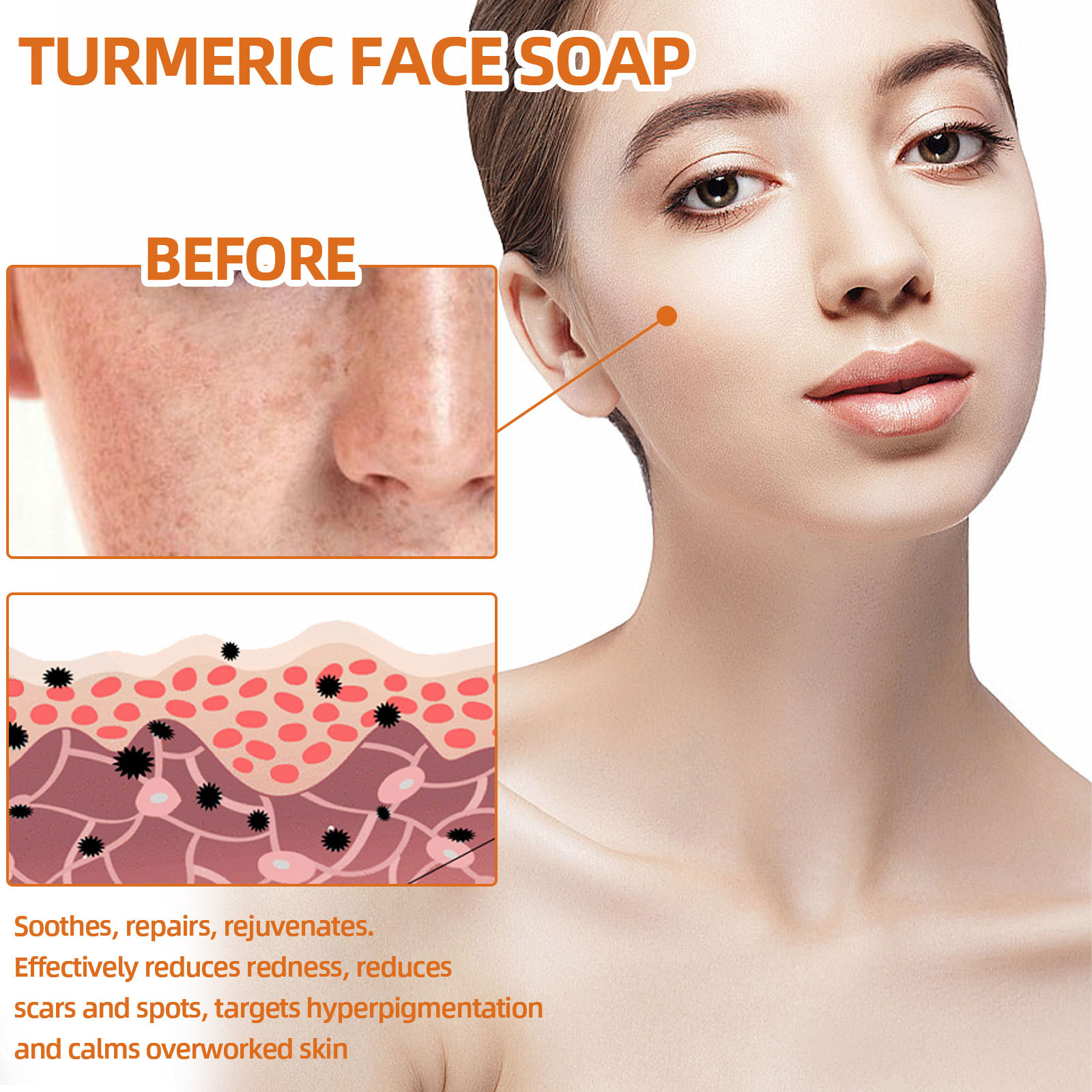 (1 PC) Turmeric Facial Cream Beauty Cream Moisturizes Brightening Cream Wrinkles Removal Lifting Firming Fade Fine Lines Shrink Pores Deep Hydrating