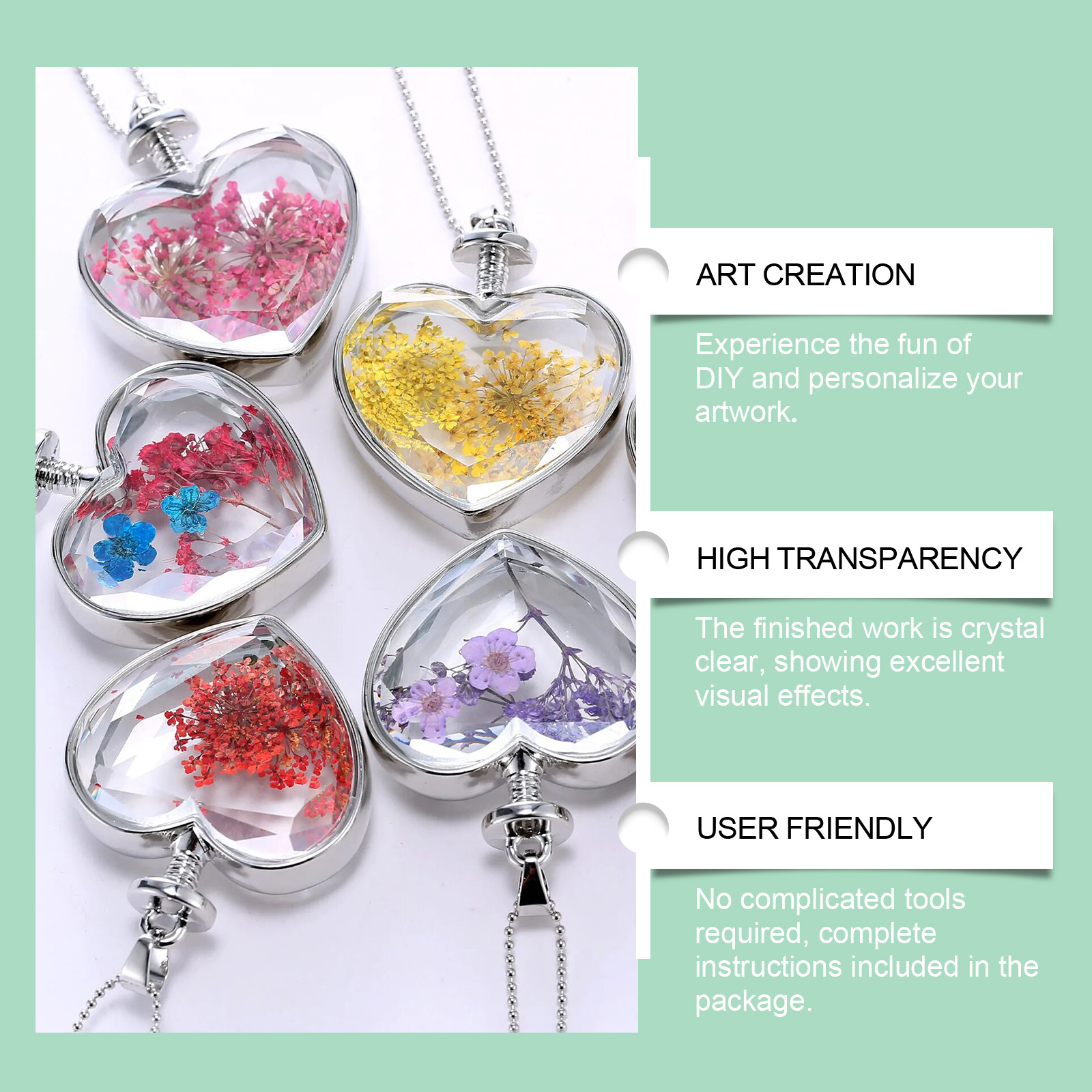 (Set C) Clear Epoxy Resin Kit Bubble Free Crystal Clear AB High Adhesive Transparent Hardener Casting Jewelry Making Art Resin Supplies ﻿