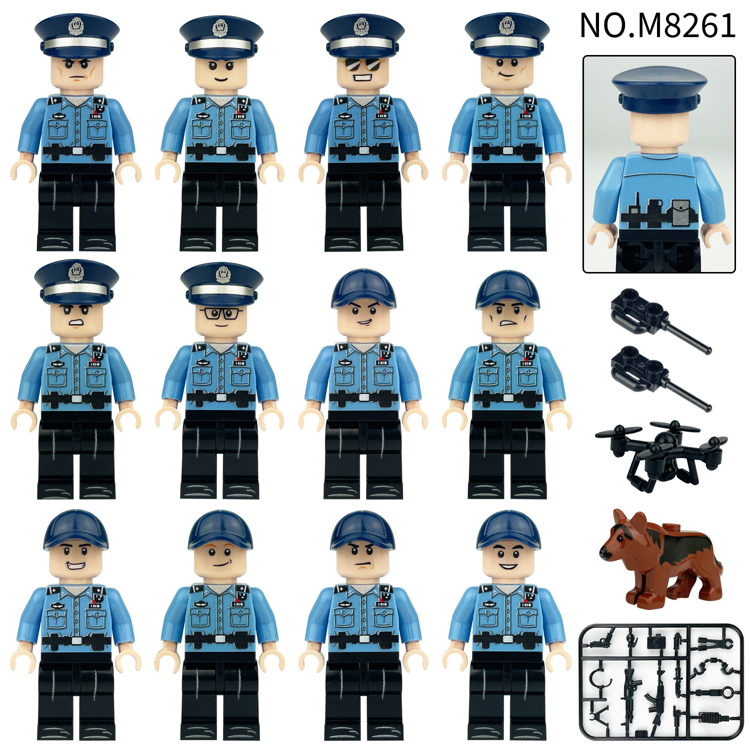 (Police B) Polices Building Blocks Public Security Police Brigade Toy Equipment Assembly Collectible Series Education Mini Figure for Kids