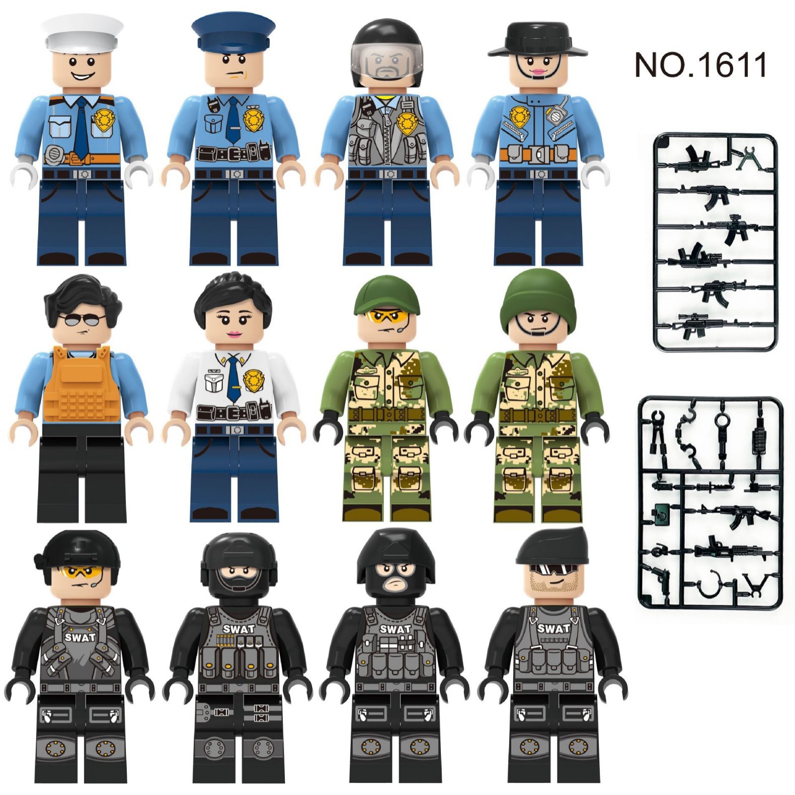 (Police B) Polices Building Blocks Public Security Police Brigade Toy Equipment Assembly Collectible Series Education Mini Figure for Kids