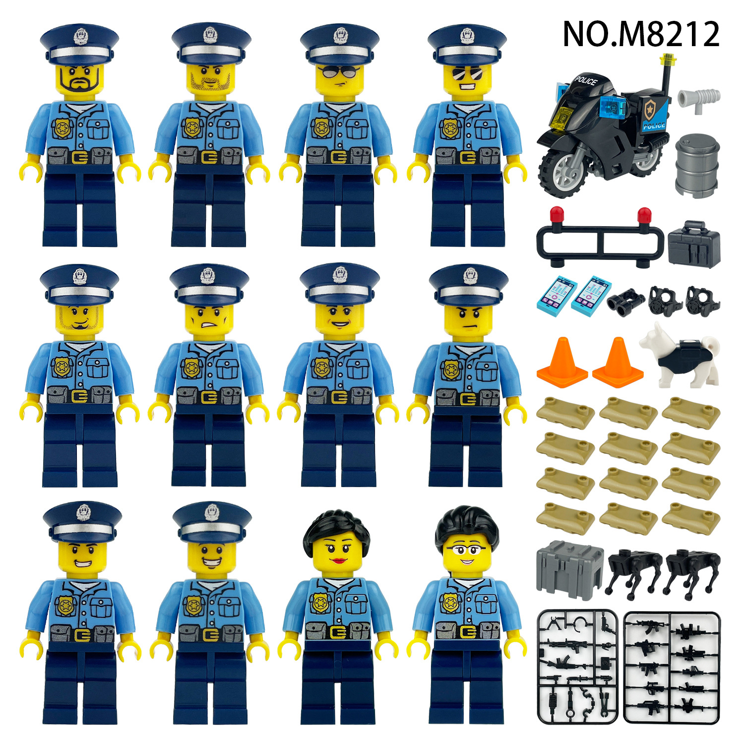 (Police B) Polices Building Blocks Public Security Police Brigade Toy Equipment Assembly Collectible Series Education Mini Figure for Kids