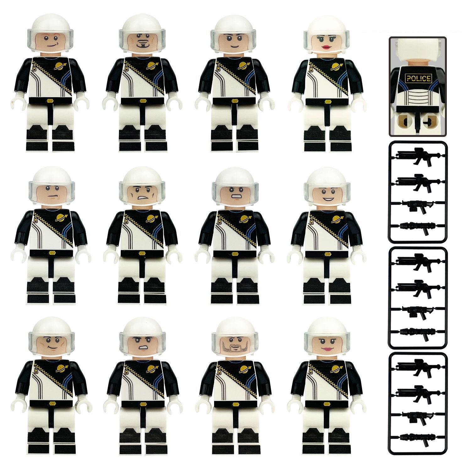 (Astronauts D) Space Astronaut Police Mini Figures Set Spaceman Action Building Blocks Army Men for Imaginative War Games Toy for Kids