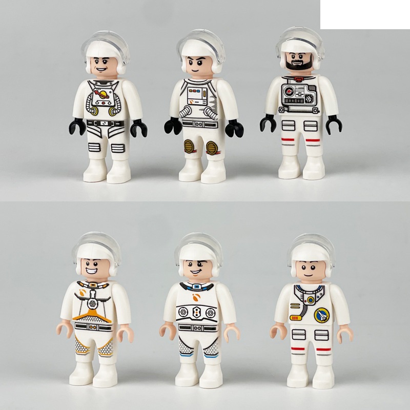(Astronauts D) Space Astronaut Police Mini Figures Set Spaceman Action Building Blocks Army Men for Imaginative War Games Toy for Kids