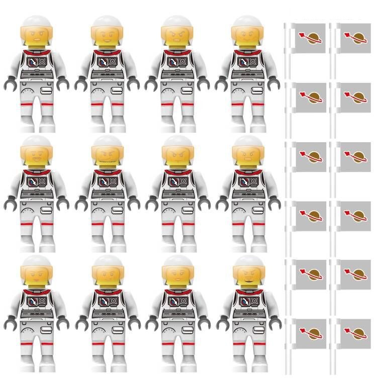 (Astronauts D) Space Astronaut Police Mini Figures Set Spaceman Action Building Blocks Army Men for Imaginative War Games Toy for Kids