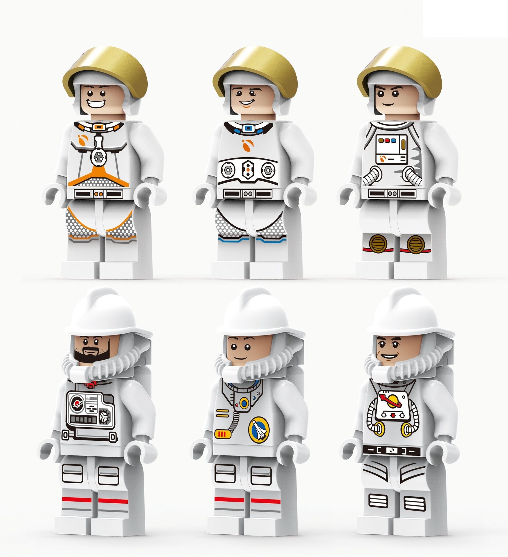 (Astronauts D) Space Astronaut Police Mini Figures Set Spaceman Action Building Blocks Army Men for Imaginative War Games Toy for Kids