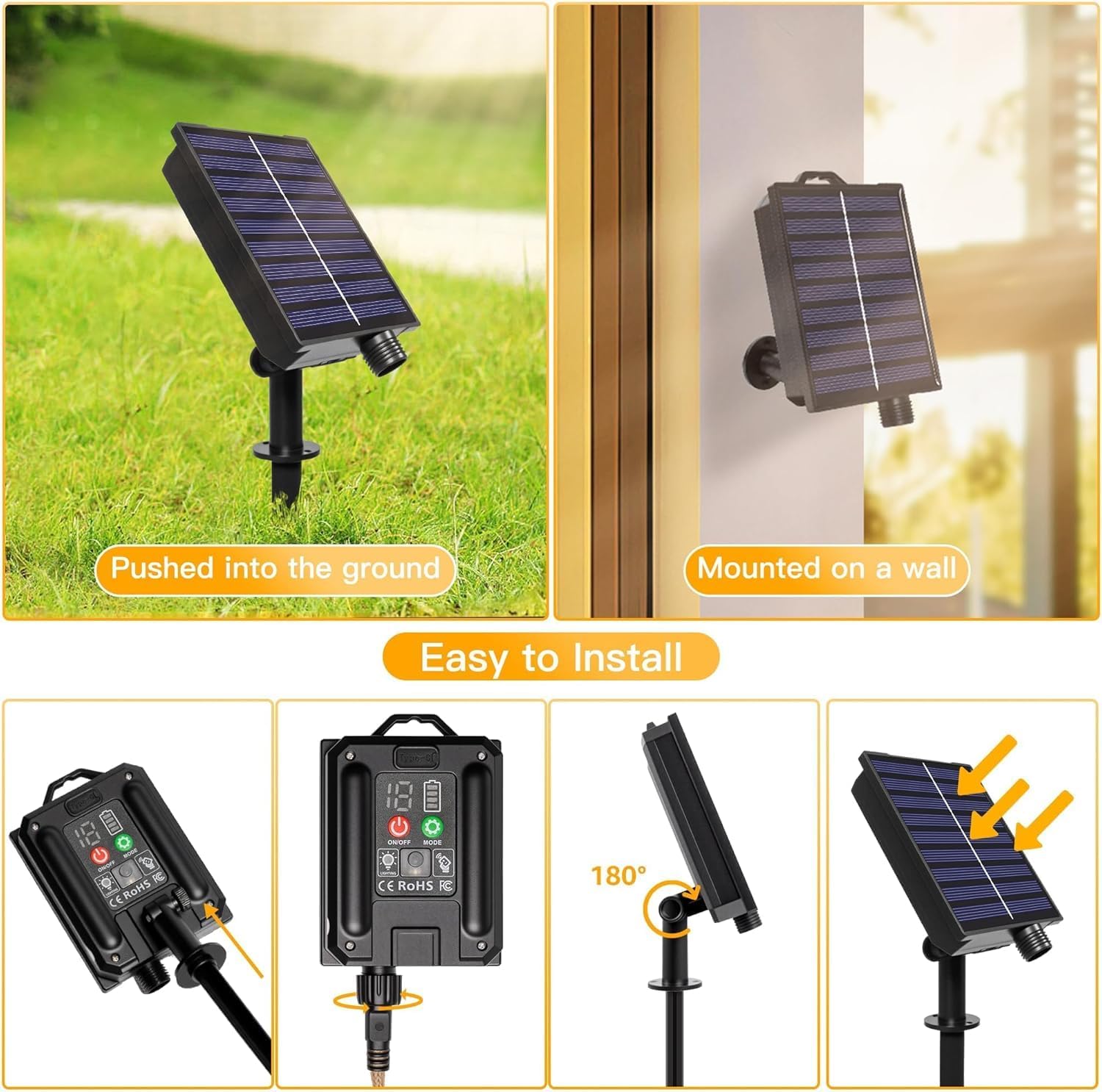 Solar Lights Outdoor Garden 8m Hemp Rope Festoon Light with Remote USB Fairy String with 16 ES Shatterproof Bulbs 160 LEDs 8 Modes Waterproof Lighting 