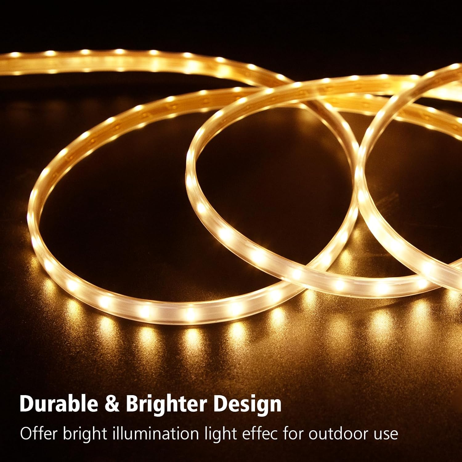 (Warm White)  Solar LED Strip Lights Outdoor 5M 320 LED Lights Strip with Remote 8 Modes Solar Garden Lights Outdoor Waterproof Rope Light for Fence Porch Gazebo Trees 