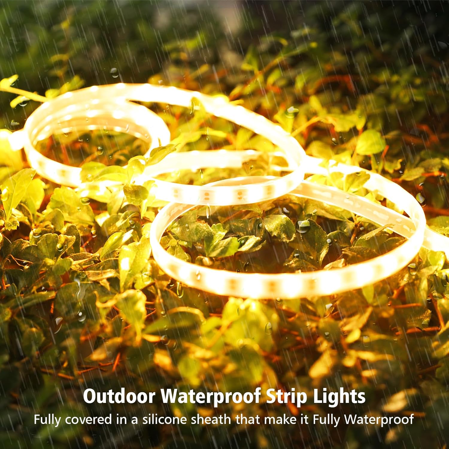 (Warm White)  Solar LED Strip Lights Outdoor 5M 320 LED Lights Strip with Remote 8 Modes Solar Garden Lights Outdoor Waterproof Rope Light for Fence Porch Gazebo Trees 