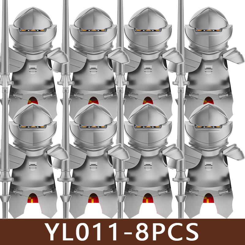 (Style E) Medieval Series Soldier Figures Building Blocks Castle Military Viking Warrior Knight Militia Axe Hammer Accessories Bricks Toys