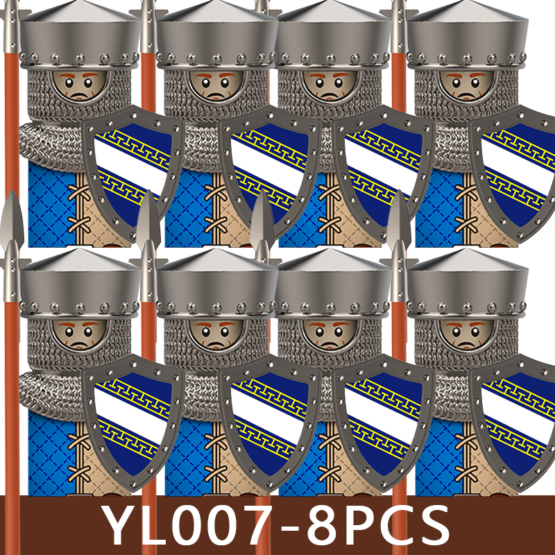 (Style E) Medieval Series Soldier Figures Building Blocks Castle Military Viking Warrior Knight Militia Axe Hammer Accessories Bricks Toys