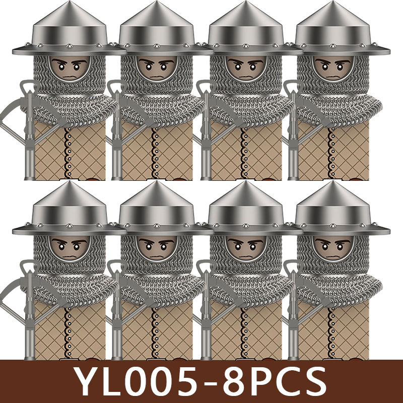 (Style E) Medieval Series Soldier Figures Building Blocks Castle Military Viking Warrior Knight Militia Axe Hammer Accessories Bricks Toys