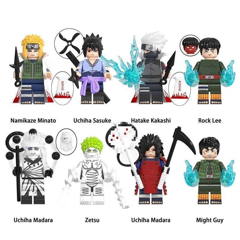 (8 PCS C) Naruto Animation Game Building Blocks Peripheral Toy Anime Action Model Mini Figure Collection Birthday Gifts for Kids