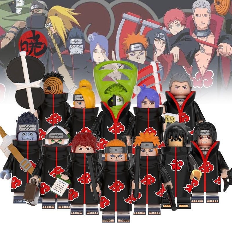 (8 PCS C) Naruto Animation Game Building Blocks Peripheral Toy Anime Action Model Mini Figure Collection Birthday Gifts for Kids