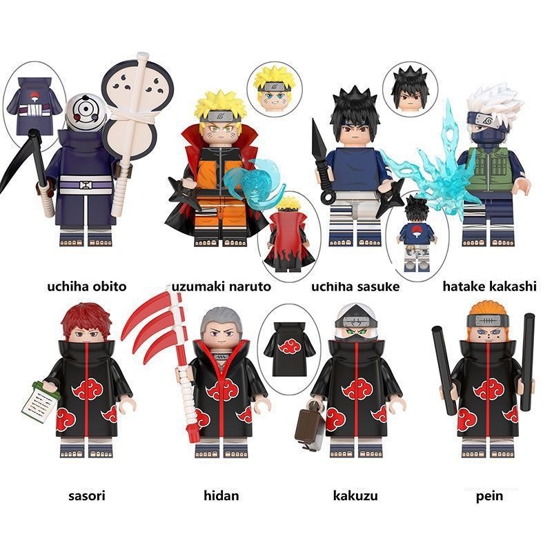 (8 PCS C) Naruto Animation Game Building Blocks Peripheral Toy Anime Action Model Mini Figure Collection Birthday Gifts for Kids