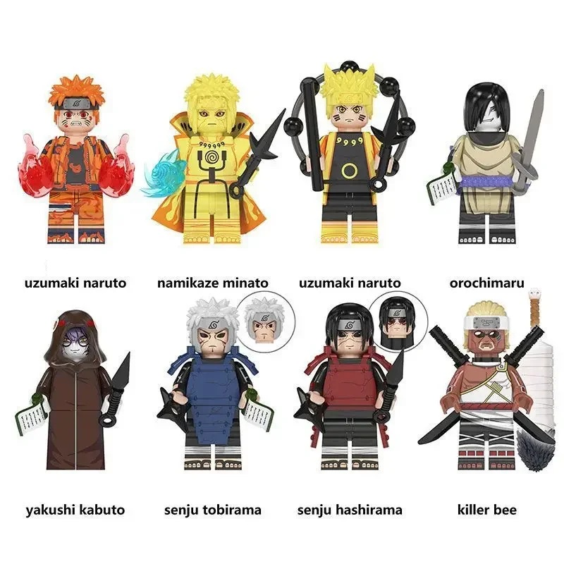 (8 PCS C) Naruto Animation Game Building Blocks Peripheral Toy Anime Action Model Mini Figure Collection Birthday Gifts for Kids