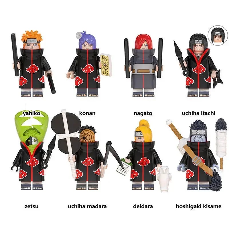 (8 PCS C) Naruto Animation Game Building Blocks Peripheral Toy Anime Action Model Mini Figure Collection Birthday Gifts for Kids