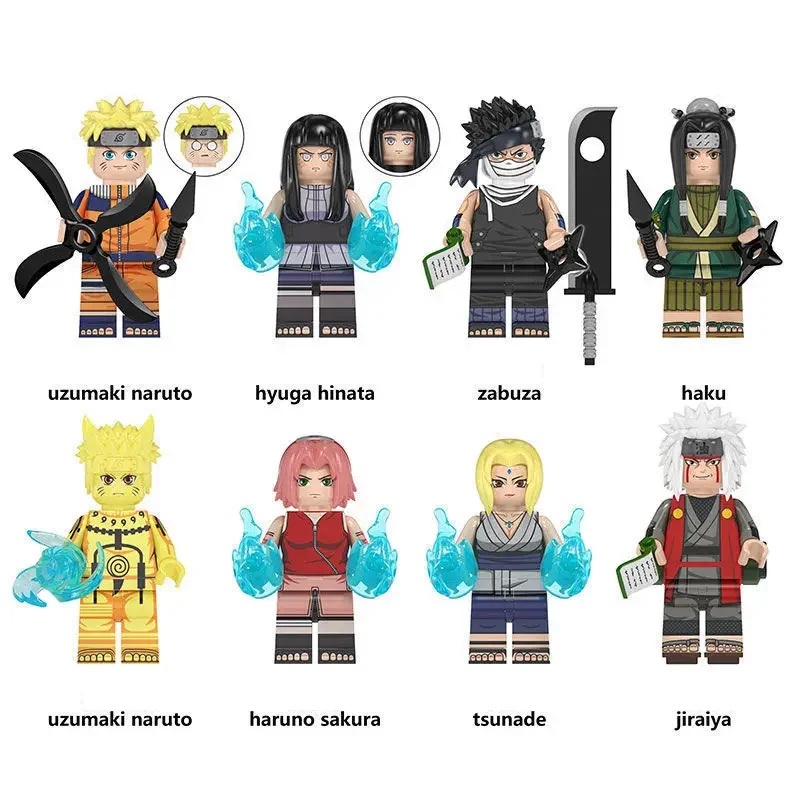(8 PCS C) Naruto Animation Game Building Blocks Peripheral Toy Anime Action Model Mini Figure Collection Birthday Gifts for Kids
