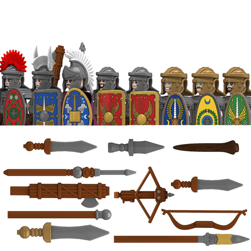 (Soldiers J) Middle Roman Series Building Blocks Castle Medieval Military Knight Soldier Figures Legion Army Warrior Shield Bricks Toys Gifts