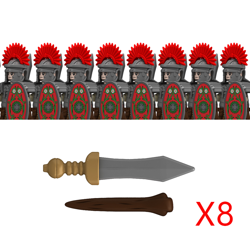 (Soldiers J) Middle Roman Series Building Blocks Castle Medieval Military Knight Soldier Figures Legion Army Warrior Shield Bricks Toys Gifts