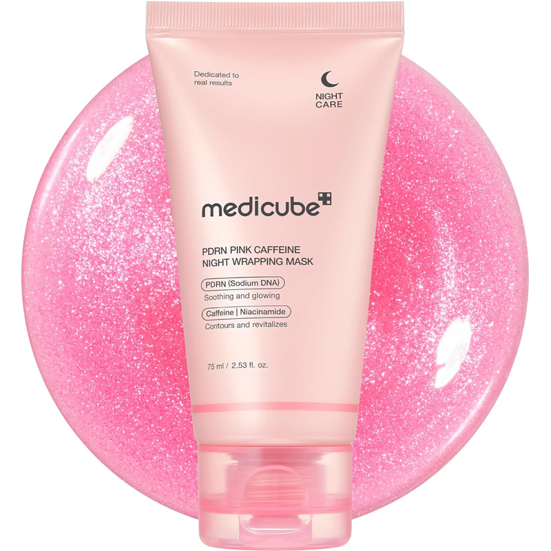 medicube Wrapping Mask PDRN Caffeine Overnight Peel Off Facial Mask Firming Depuffing Hydration DNA Caffeine Collagen Refined Glass Skin Face Contour Support 