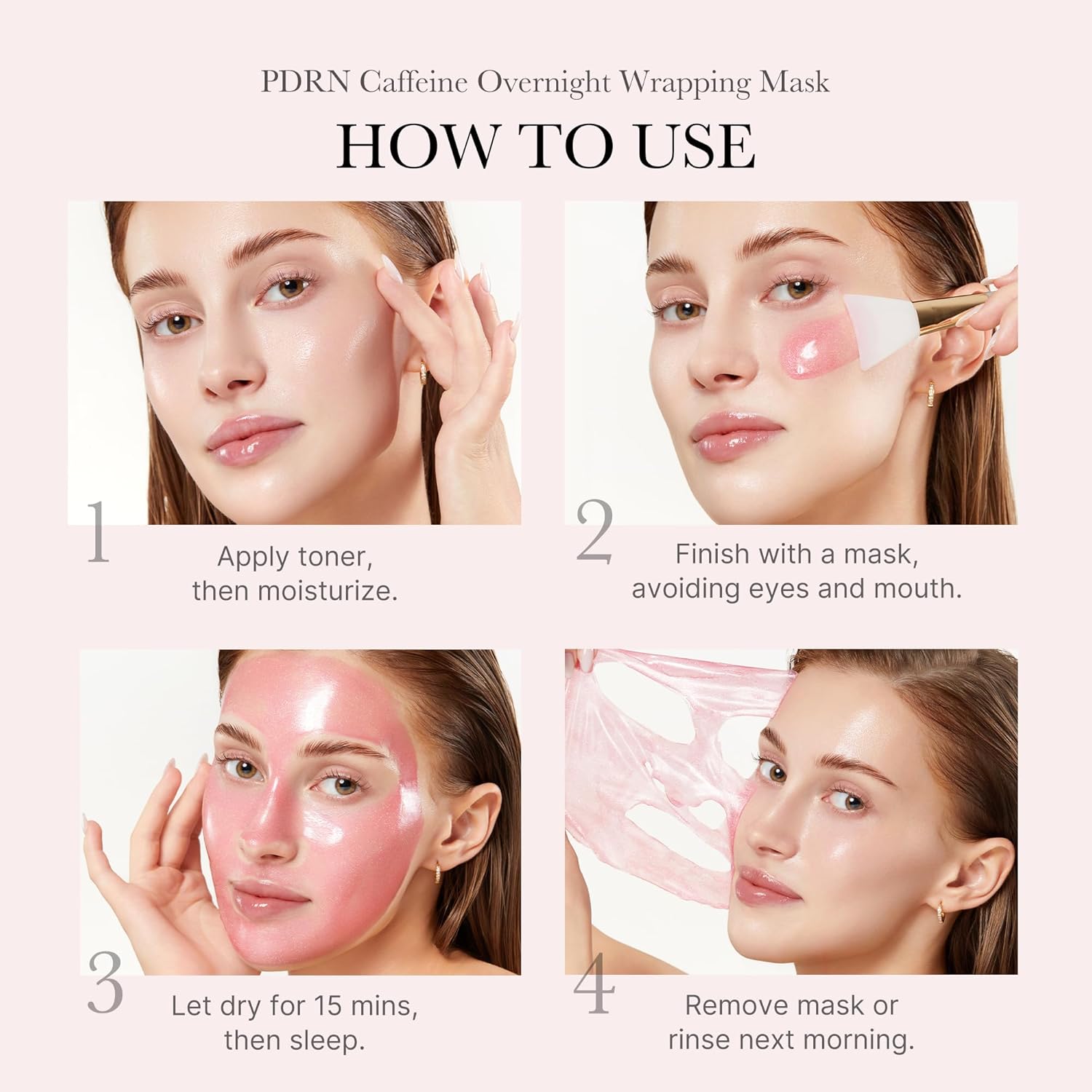 medicube Wrapping Mask PDRN Caffeine Overnight Peel Off Facial Mask Firming Depuffing Hydration DNA Caffeine Collagen Refined Glass Skin Face Contour Support 