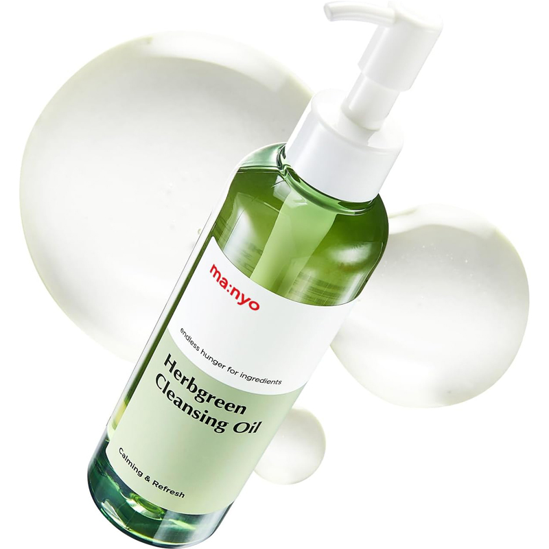MANYO Herb Green Cleansing Oil Gentle Makeup Remover  Natural Herbal Extracts Artemisa Tea Tree Deep Cleansing Hydrating All Skin Types Korean Skincare 200ml