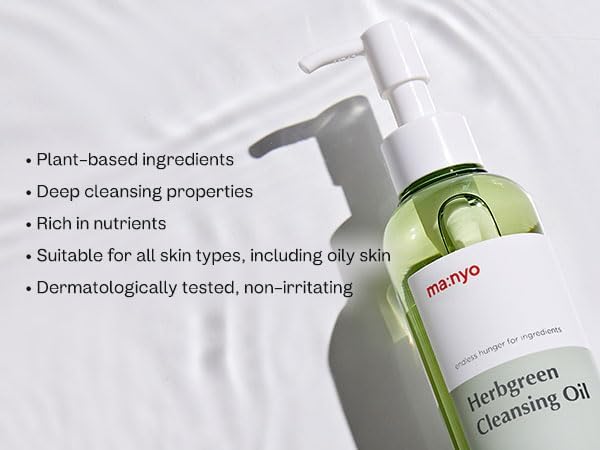MANYO Herb Green Cleansing Oil Gentle Makeup Remover  Natural Herbal Extracts Artemisa Tea Tree Deep Cleansing Hydrating All Skin Types Korean Skincare 200ml