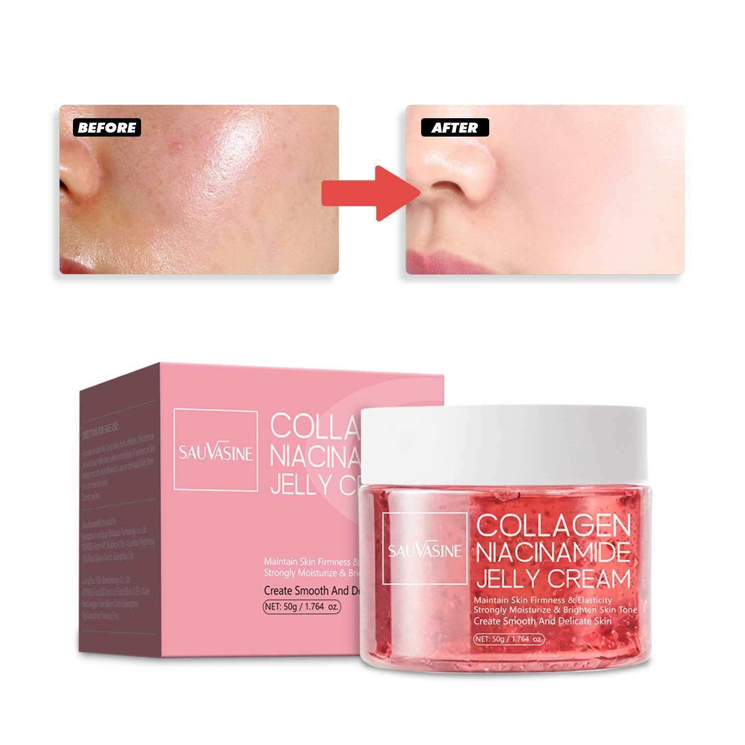 Collagen Niacinamide Jelly Cream For Intense Hydration Moisturizing And Skin Plumping Daily Nourishing Face Gel 50g