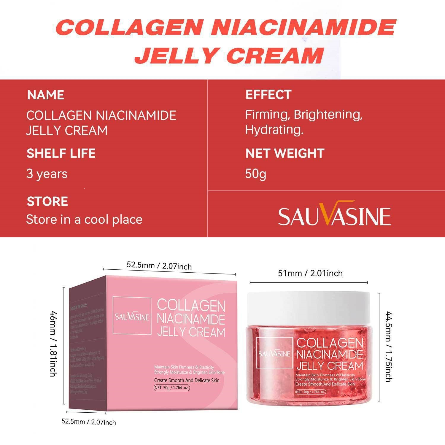 Collagen Niacinamide Jelly Cream For Intense Hydration Moisturizing And Skin Plumping Daily Nourishing Face Gel 50g