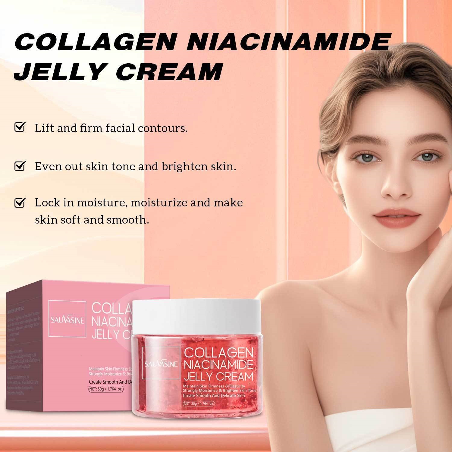 Collagen Niacinamide Jelly Cream For Intense Hydration Moisturizing And Skin Plumping Daily Nourishing Face Gel 50g