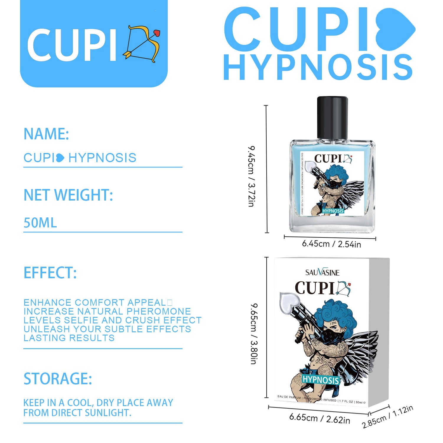 Cupid Perfume 50ml Elegant Comfortable Long Lasting Portable Fragrance for Daily Home Use Natural 50ml