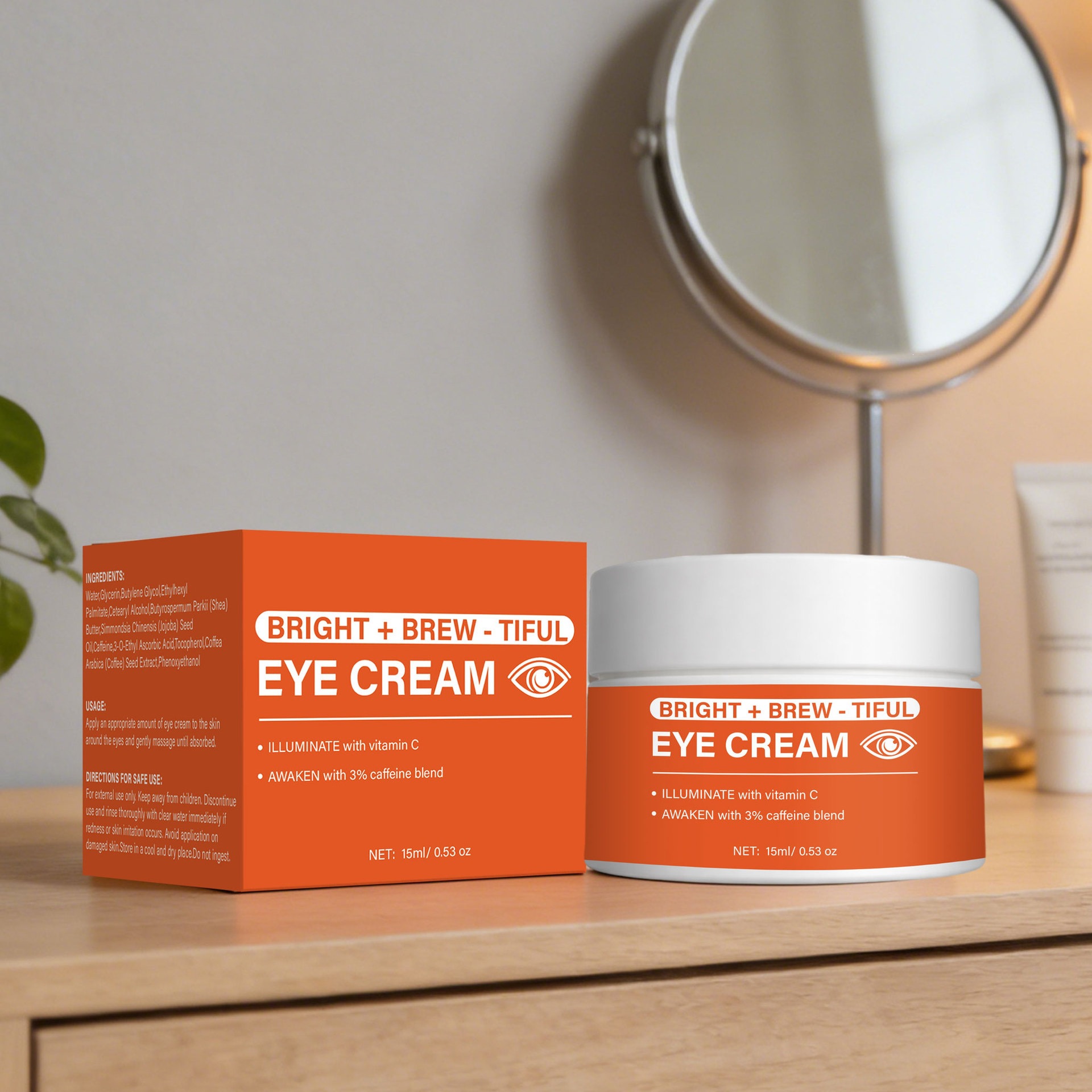 Bright Brew-tiful Eye Cream Revitalising Soothing Hydrating for Daily Eye Care Home Use Natural 15ml