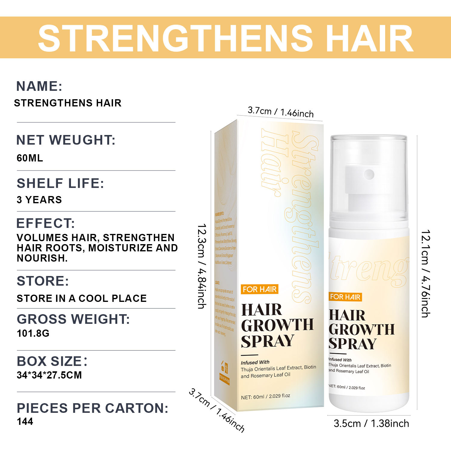 Hair Root Revitalizing Spray Nourishing Strengthening For Thinning Hair Dry Scalp Daily Hair Care Routine 60ml