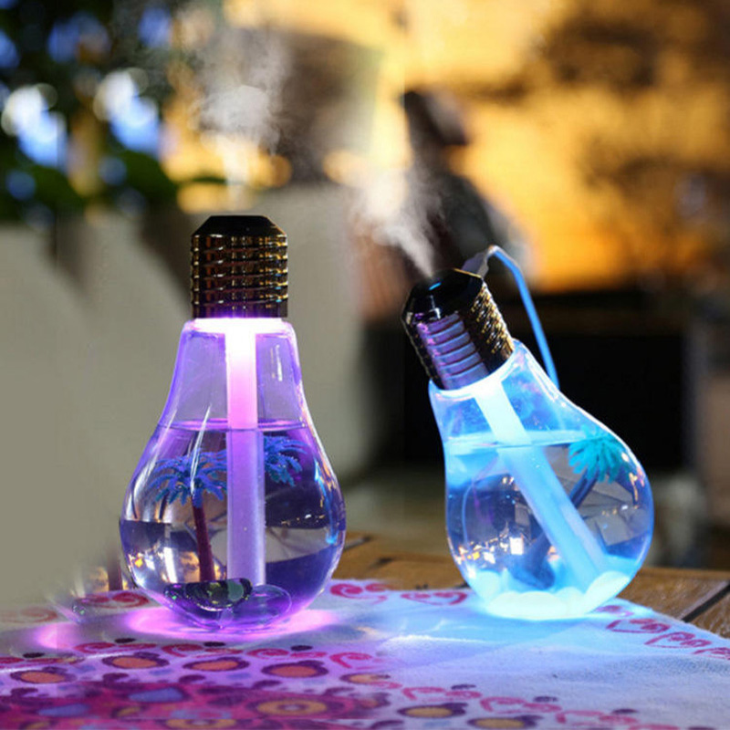 400ml Bulb Air Humidifier Creative Usb Humidifier With 7 Colors Night Light Ultrasonic Humidifier Led Mini Aroma Diffuser
