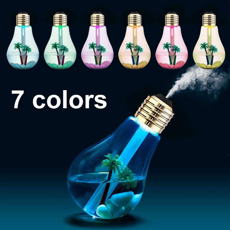 400ml Bulb Air Humidifier Creative Usb Humidifier With 7 Colors Night Light Ultrasonic Humidifier Led Mini Aroma Diffuser