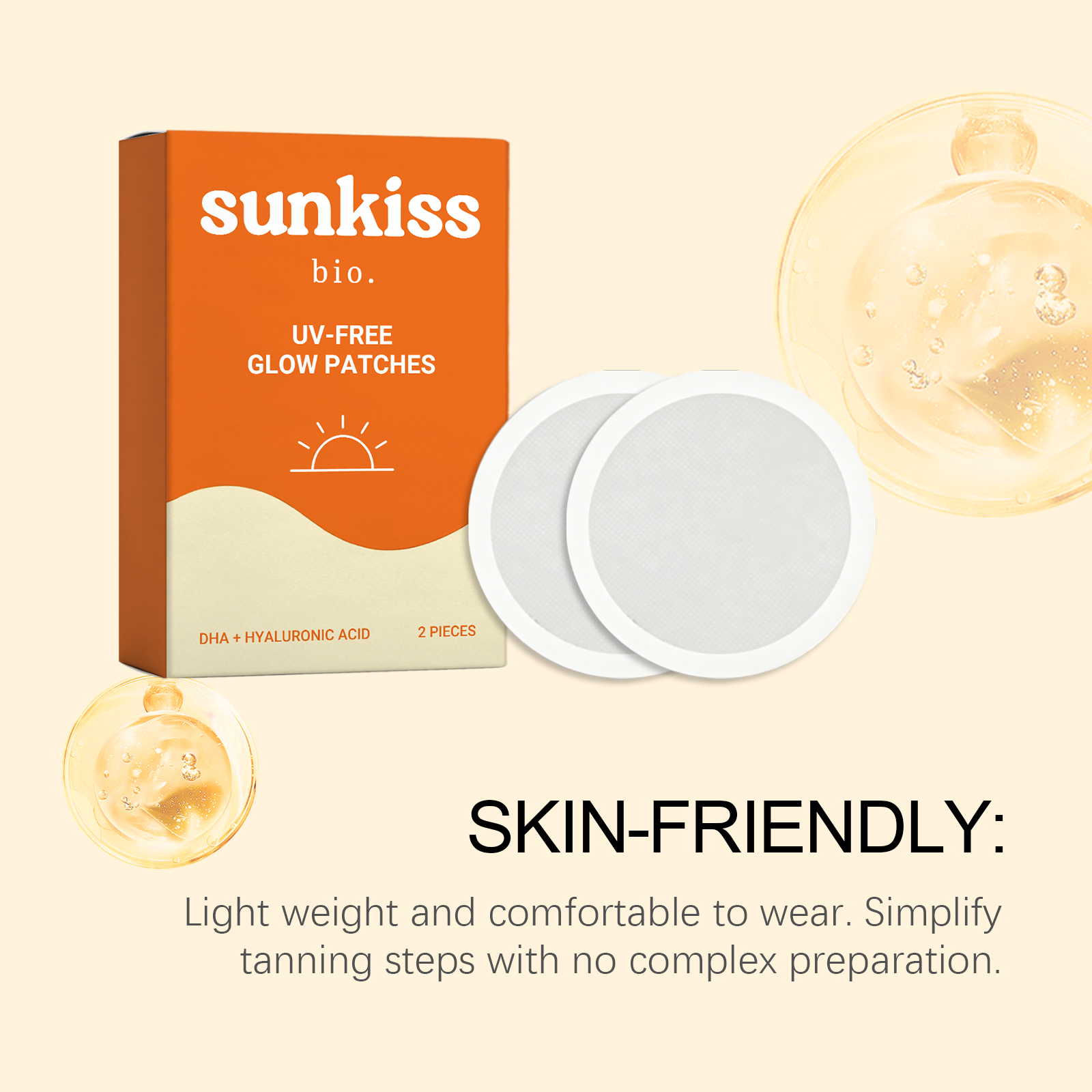 Hyaluronic Acid Sunless Tanning Patches Summer Daily Outdoor Beach Sun Free Bronze Skin Tone Glossy Finish Natural Shade Care